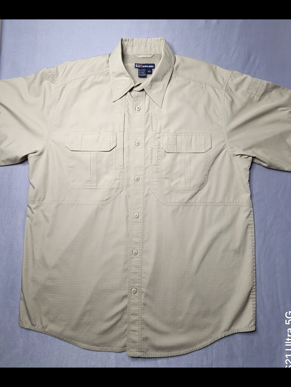 5.11 Tactical Men's S/S Button-Up Shirt - Khaki Size L